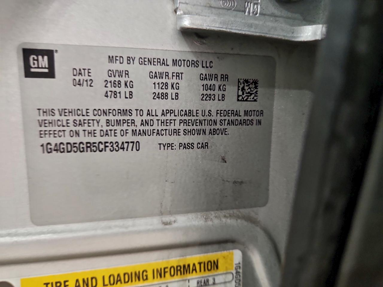 2012 BUICK LACROSSE PREMIUM photo 12