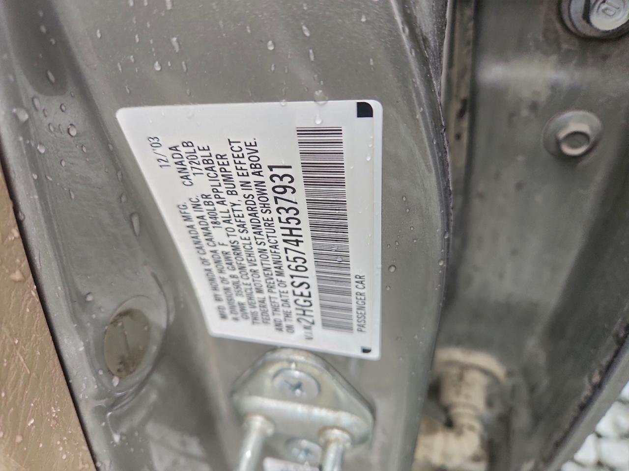 2004 HONDA CIVIC LX photo 34