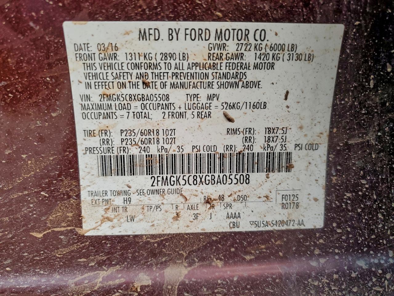 2016 FORD FLEX SEL photo 37