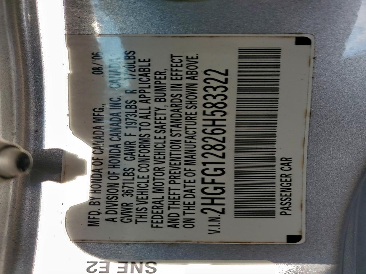 2006 HONDA CIVIC EX photo 13