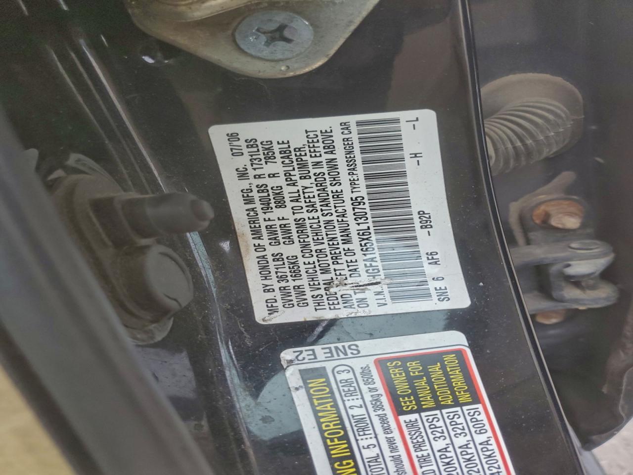 2006 HONDA CIVIC LX photo 34