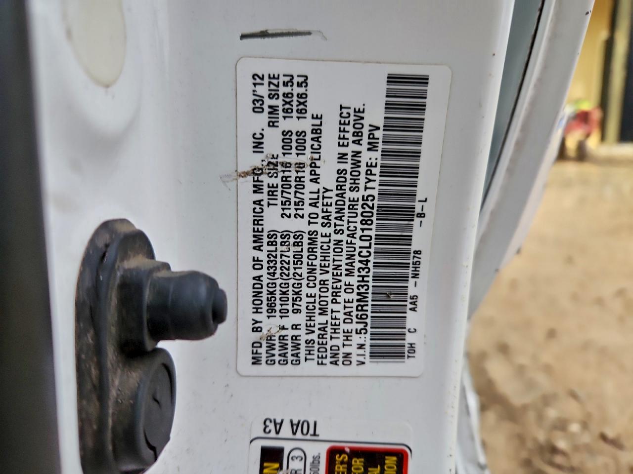 2012 HONDA CR-V LX photo 13
