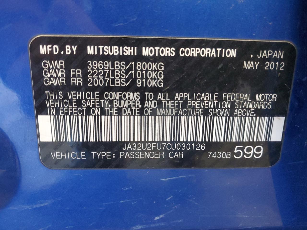 2012 MITSUBISHI LANCER photo 40