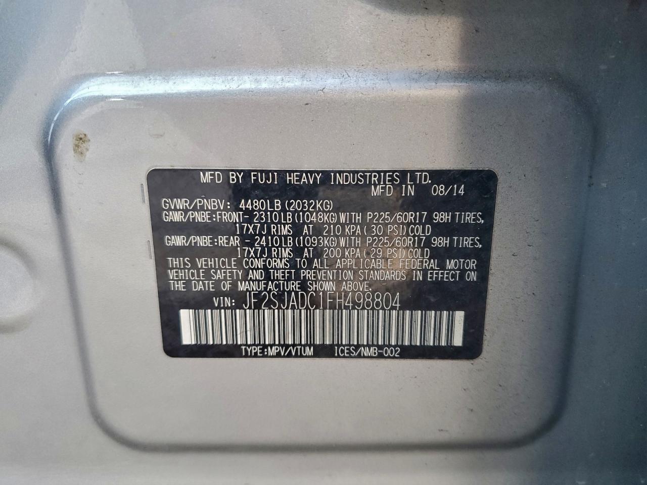 2015 SUBARU FORESTER 2.5I PREMIUM photo 37