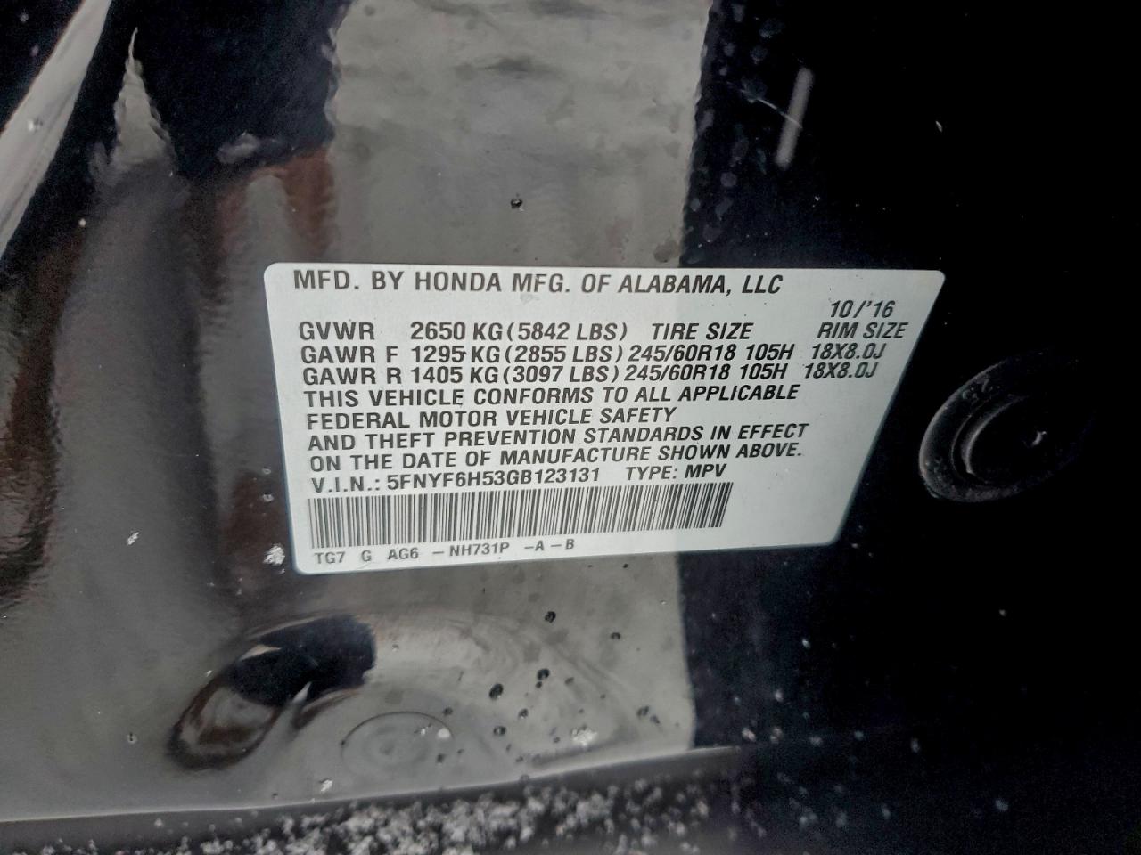 2016 HONDA PILOT EXL photo 13