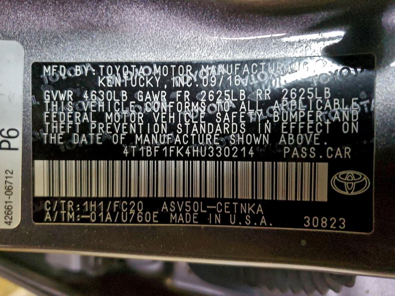 2017 TOYOTA CAMRY LE photo 13