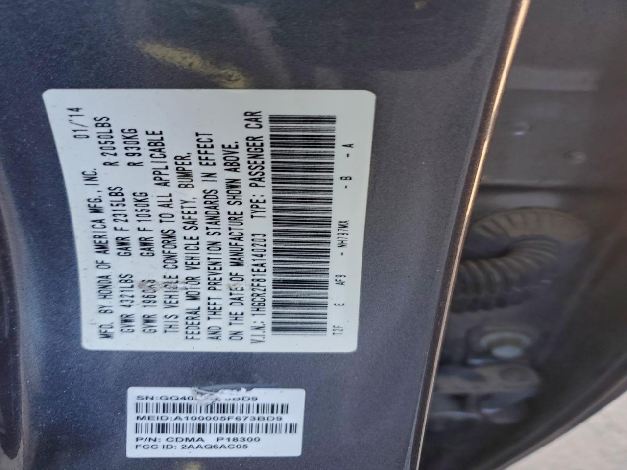 2014 HONDA ACCORD EXL photo 13