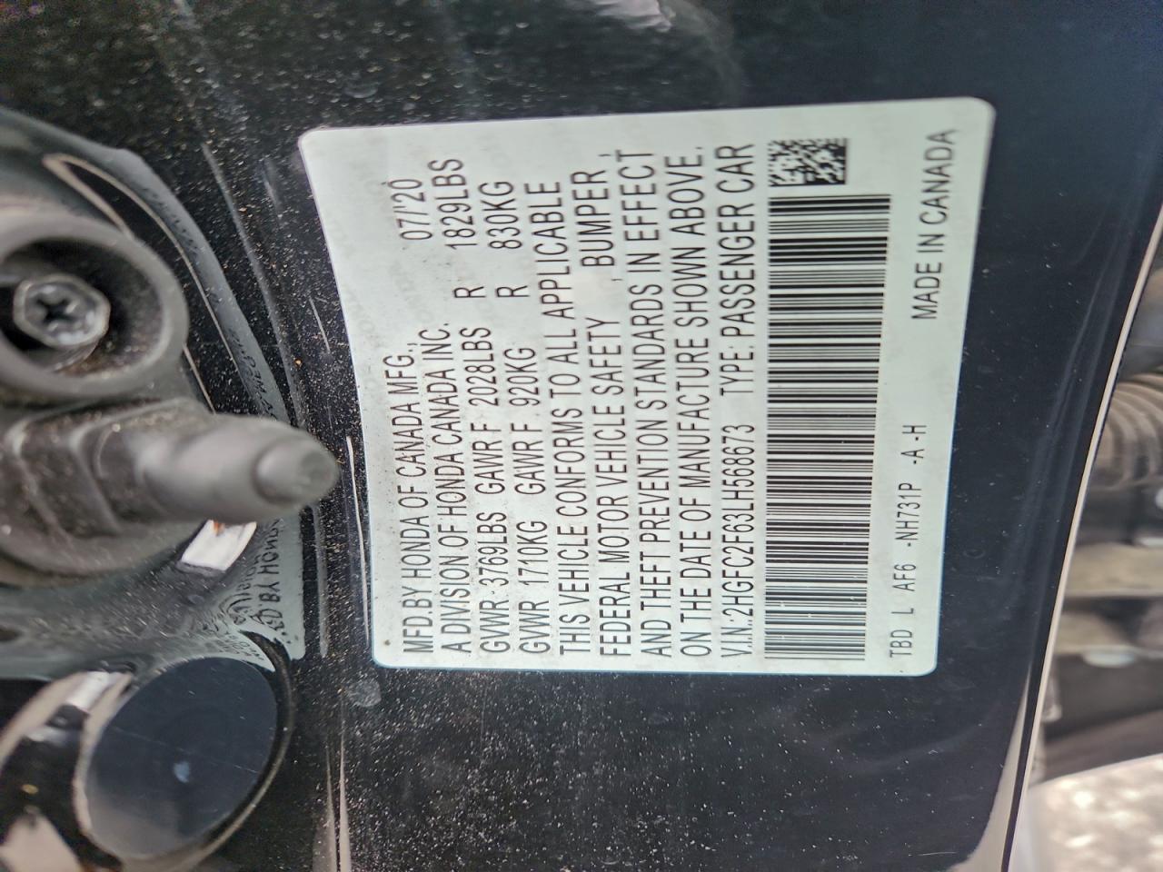 2020 HONDA CIVIC LX photo 12