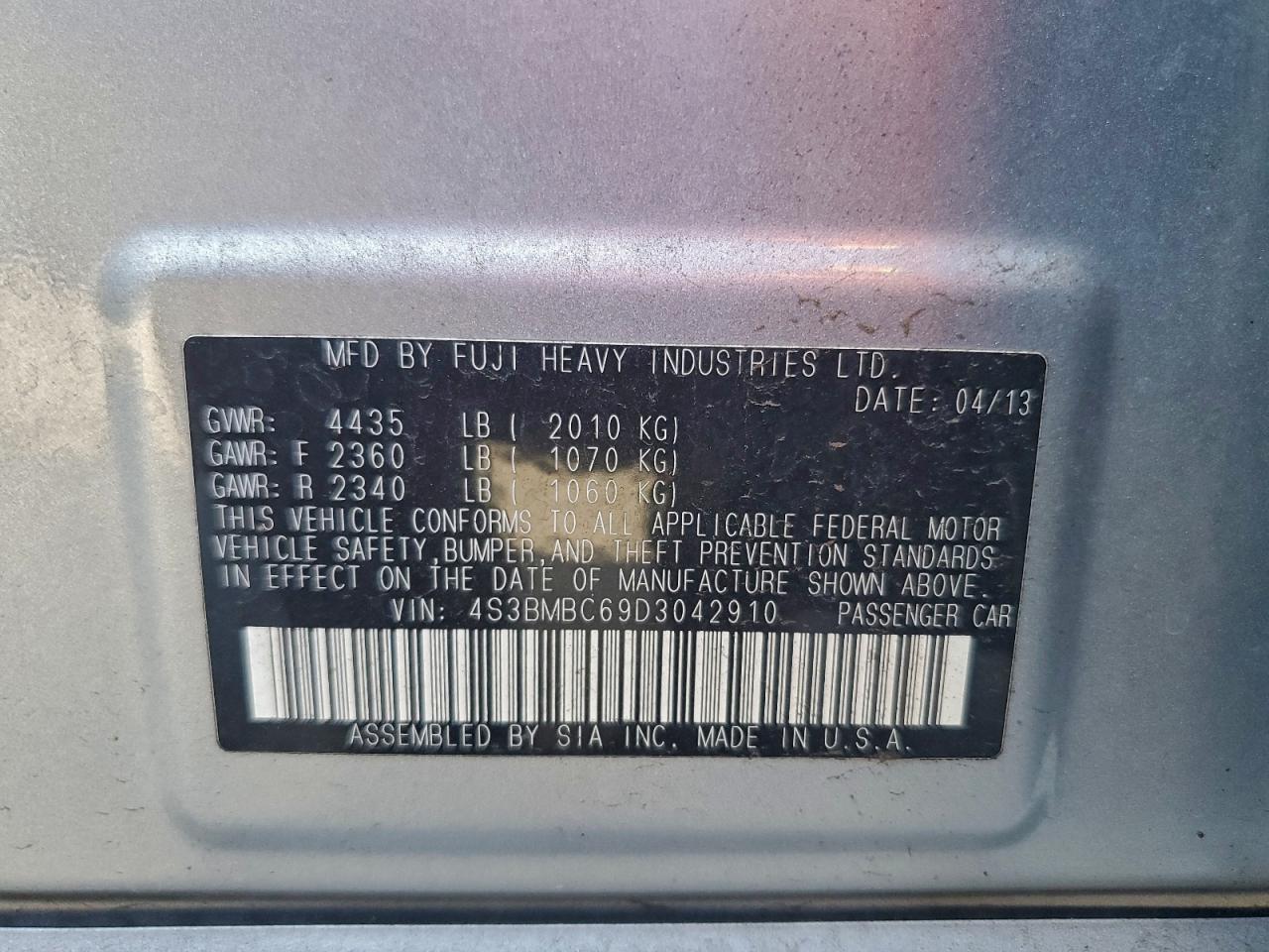 2013 SUBARU LEGACY 2.5I PREMIUM photo 12