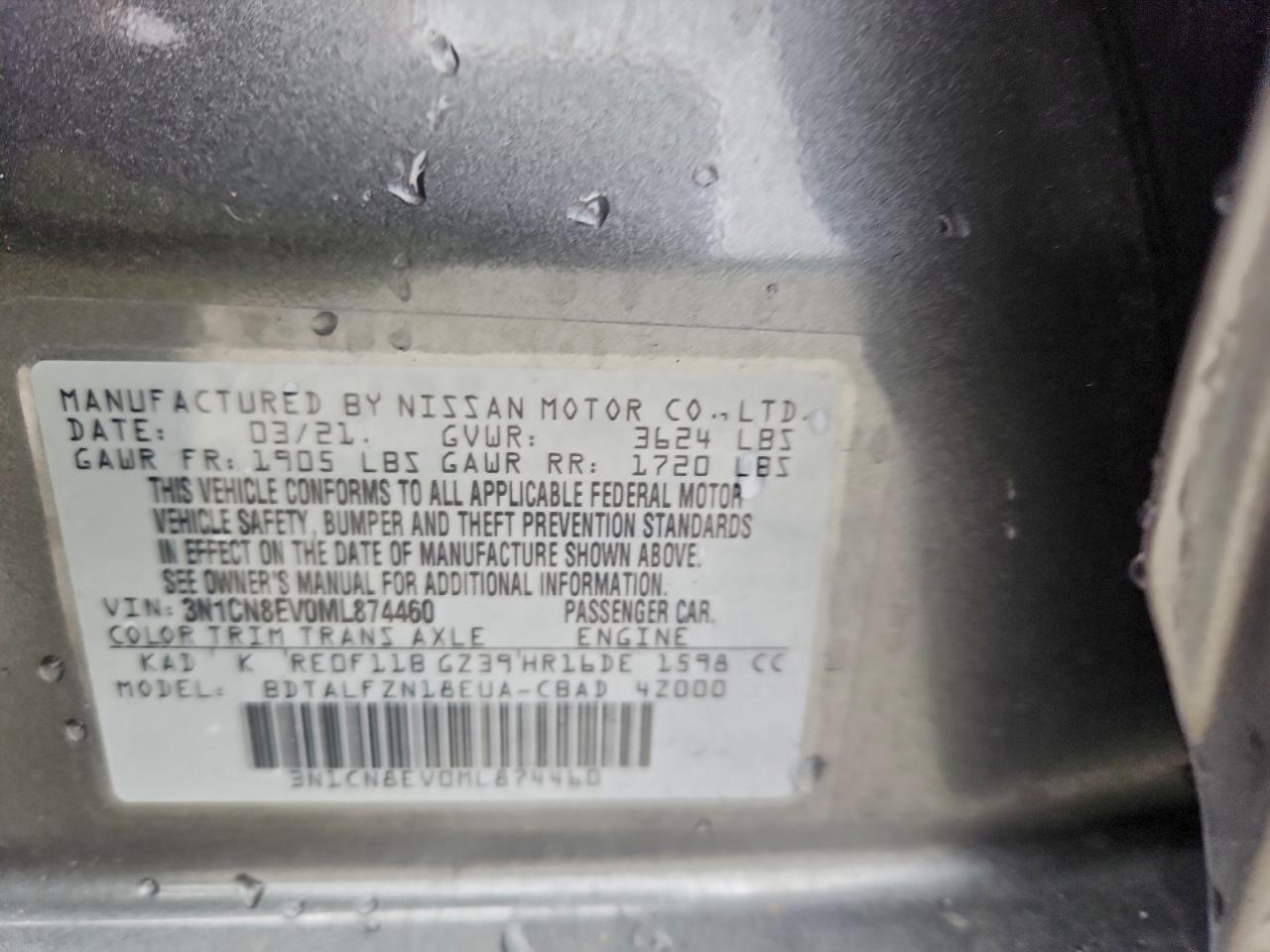 2021 NISSAN VERSA SV photo 12