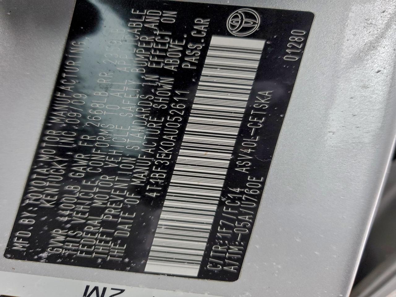 2010 TOYOTA CAMRY BASE photo 12