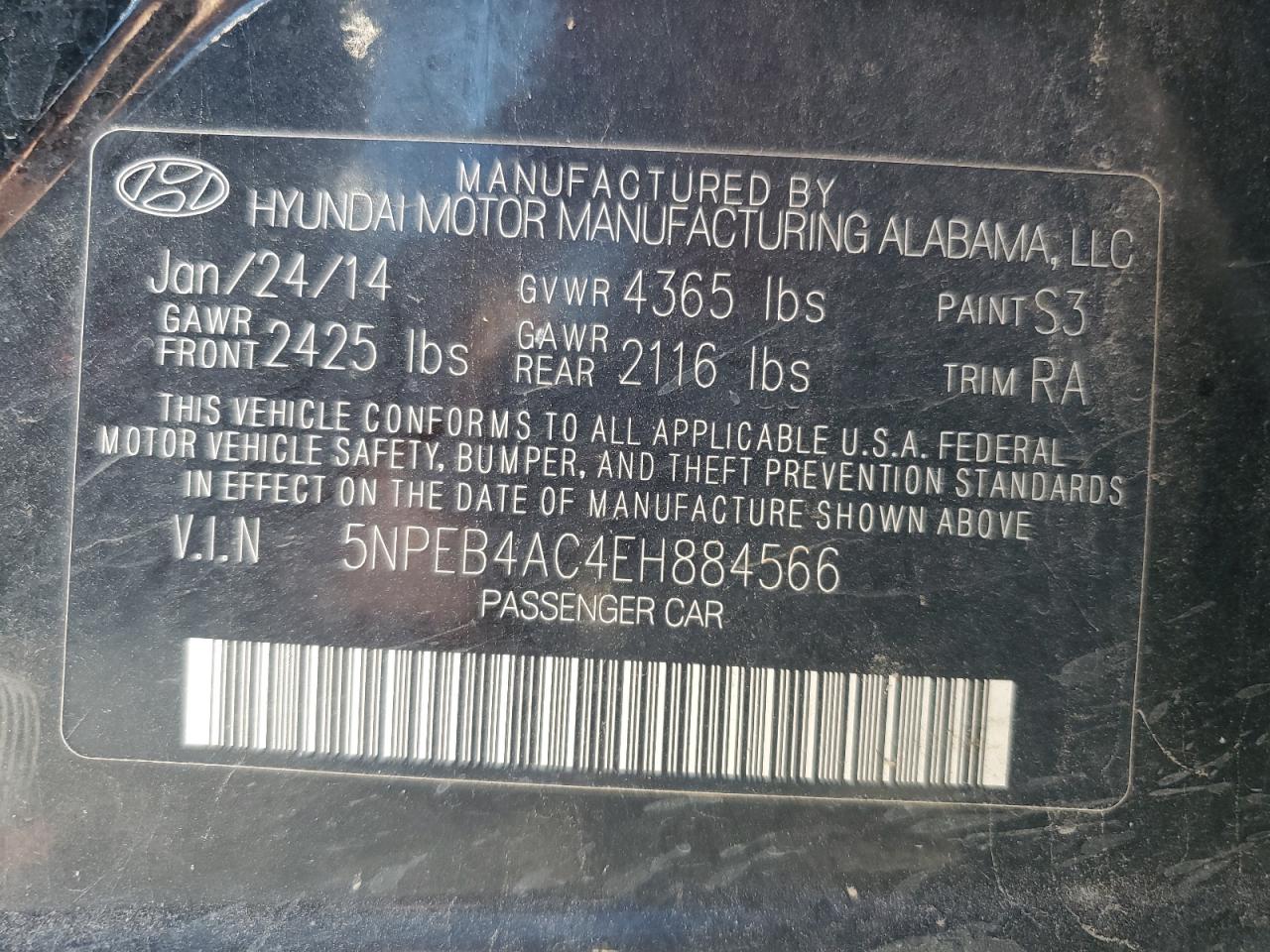 2014 HYUNDAI SONATA GLS photo 12