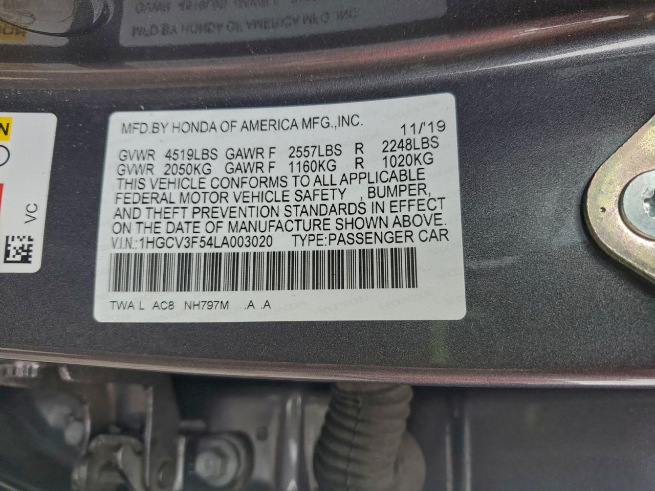 2020 HONDA ACCORD HYBRID EXL photo 37