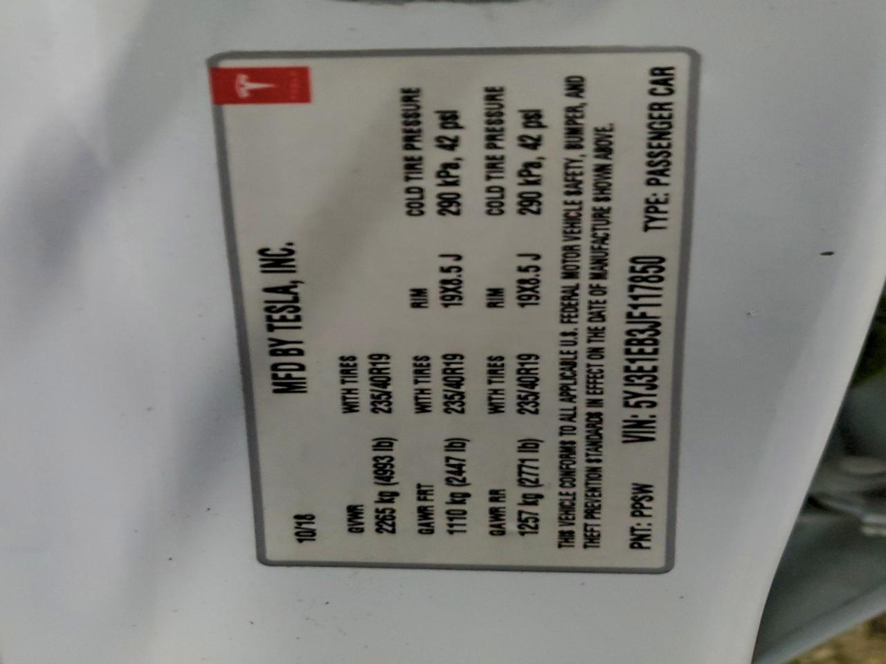 2018 TESLA MODEL 3 photo 12