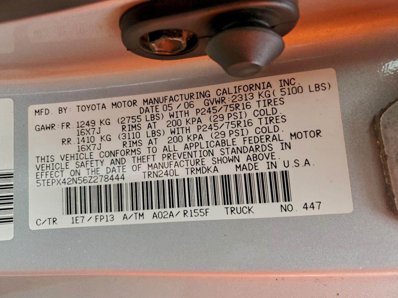 2006 TOYOTA TACOMA photo 12