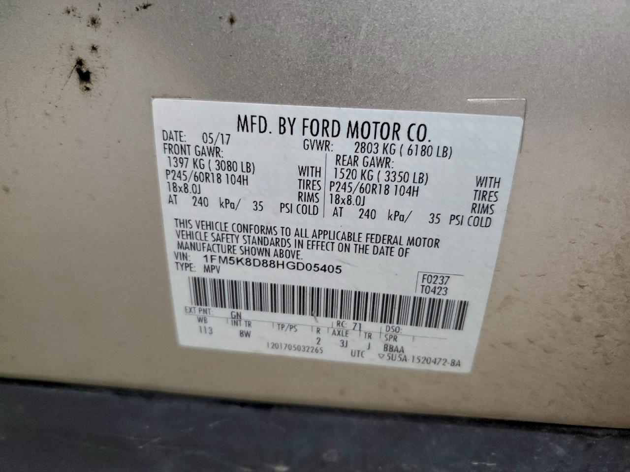 2017 FORD EXPLORER XLT photo 34