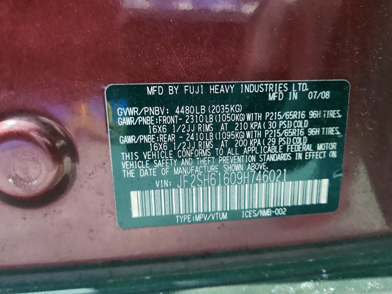 2009 SUBARU FORESTER 2.5X photo 14