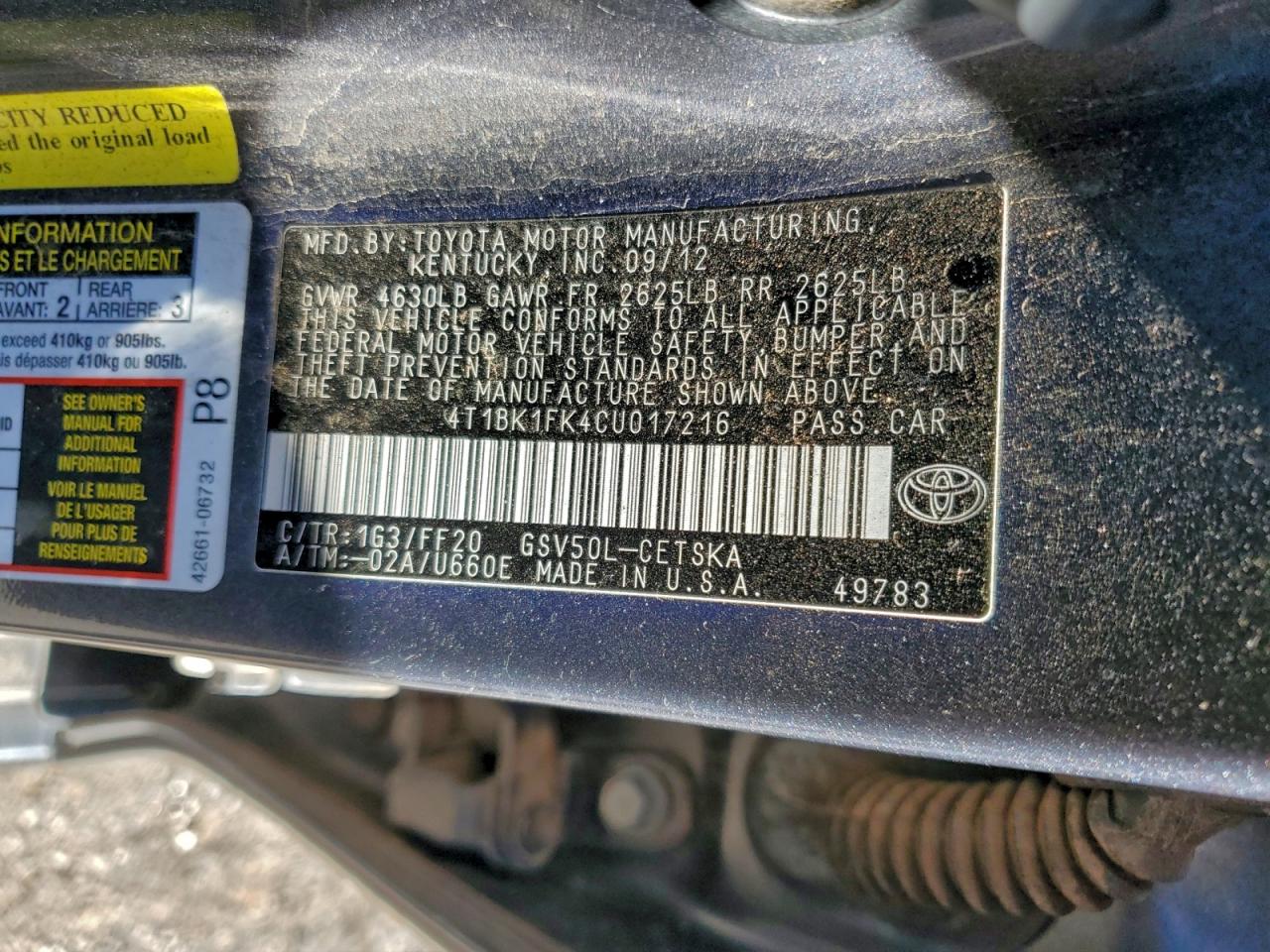 2012 TOYOTA CAMRY SE V6 photo 12
