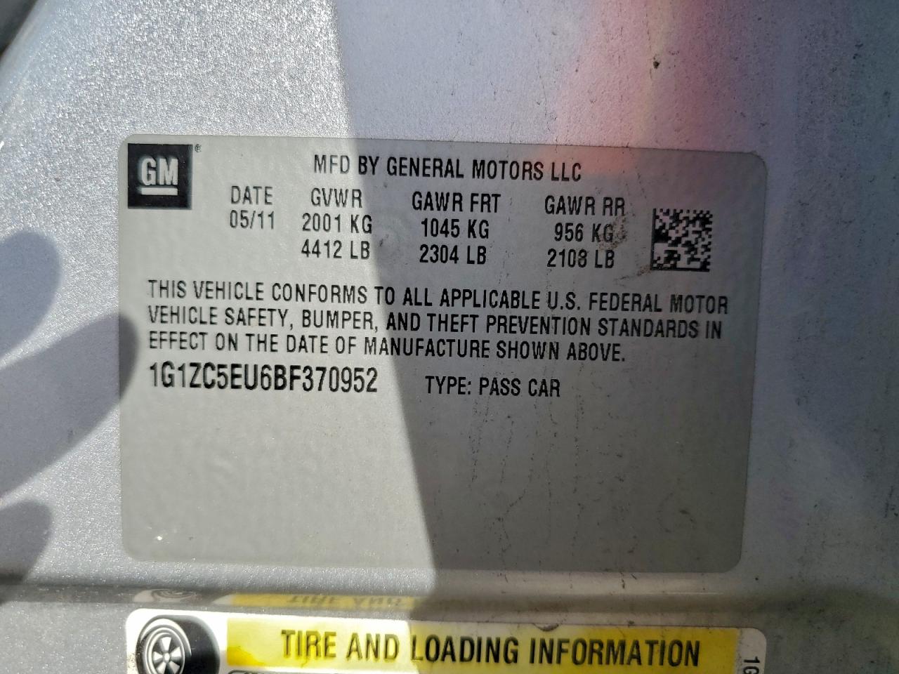 2011 CHEVROLET MALIBU 1LT photo 12