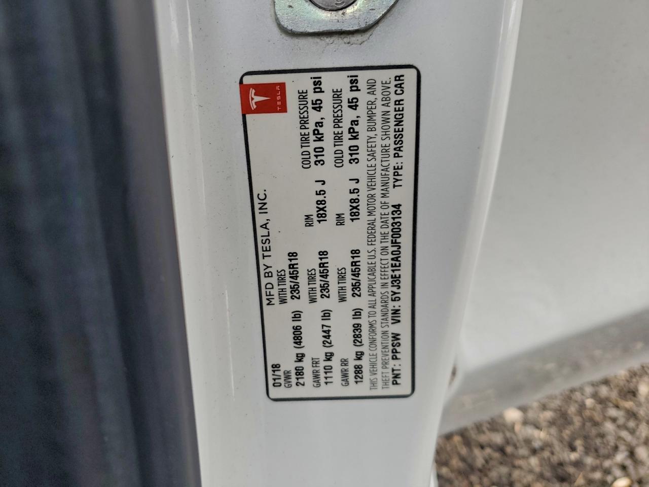 2018 TESLA MODEL 3 photo 34