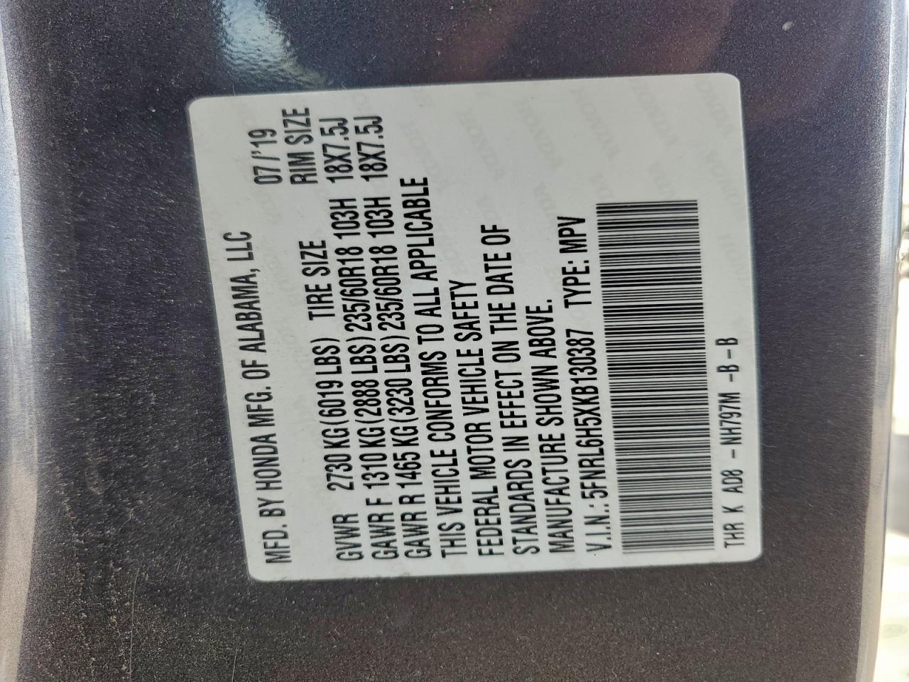 2019 HONDA ODYSSEY EX photo 13