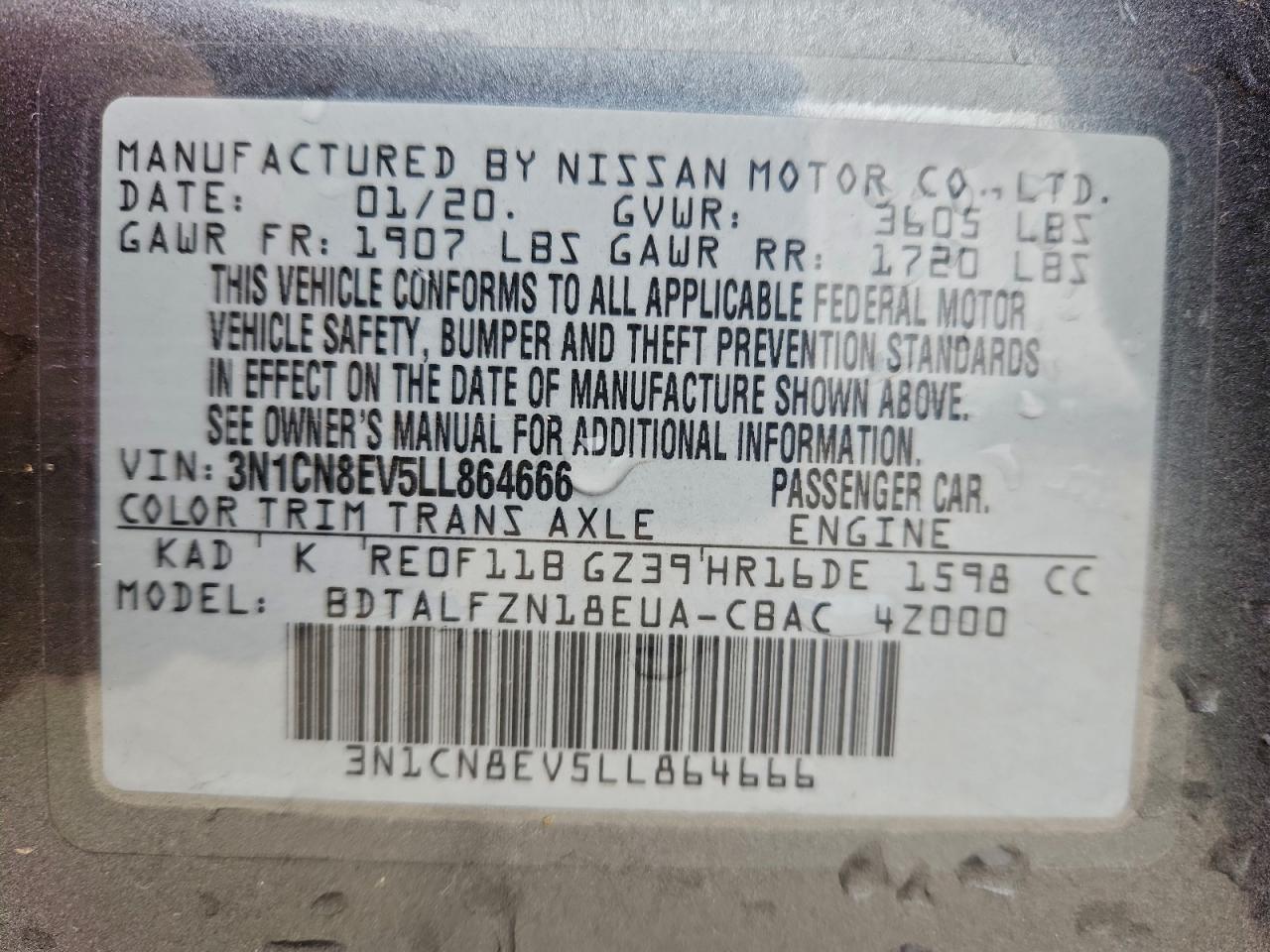 2020 NISSAN VERSA SV photo 13