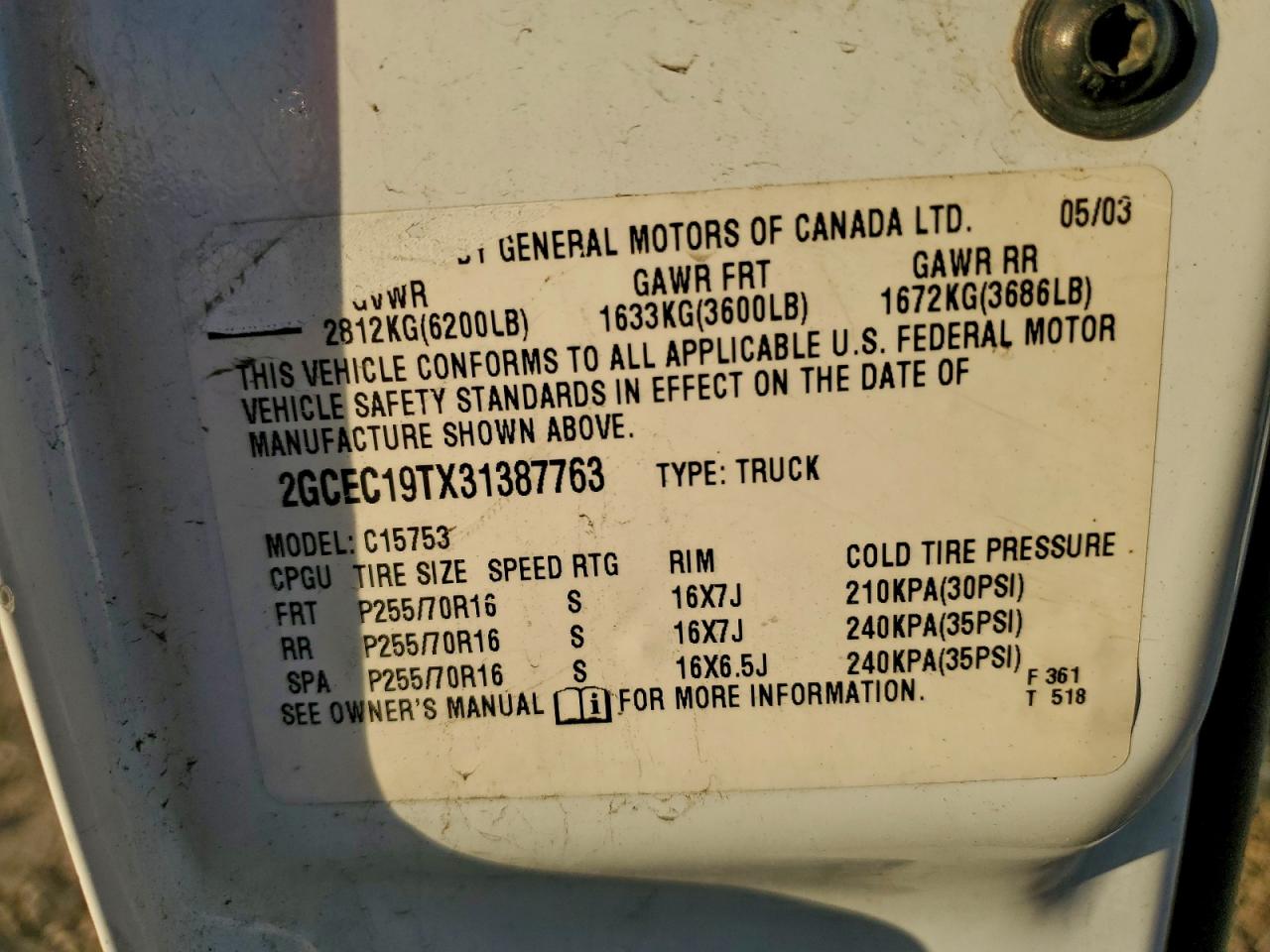 2003 CHEVROLET SILVERADO C1500 photo 13