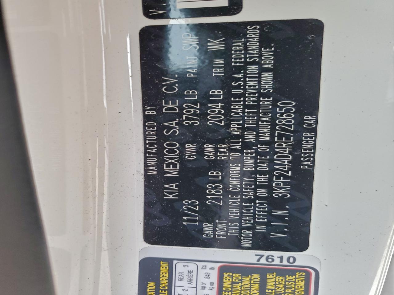 2024 KIA FORTE LX photo 12