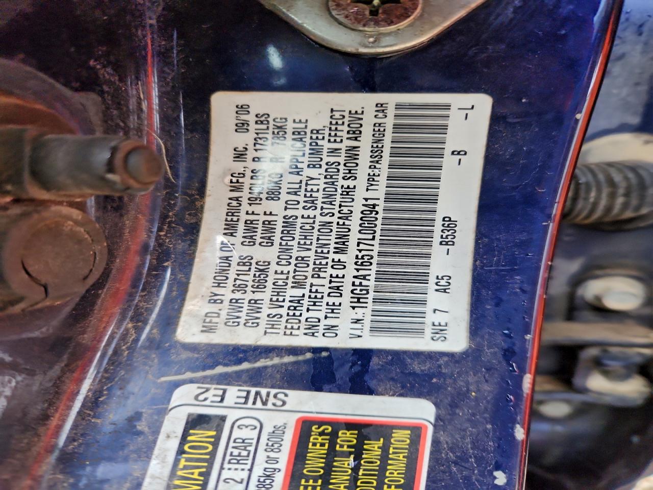 2007 HONDA CIVIC LX photo 13