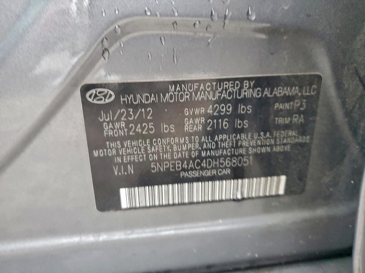 2013 HYUNDAI SONATA GLS photo 25