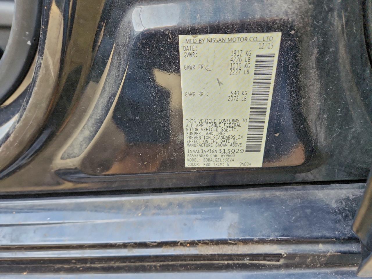 2016 NISSAN ALTIMA 2.5 photo 12