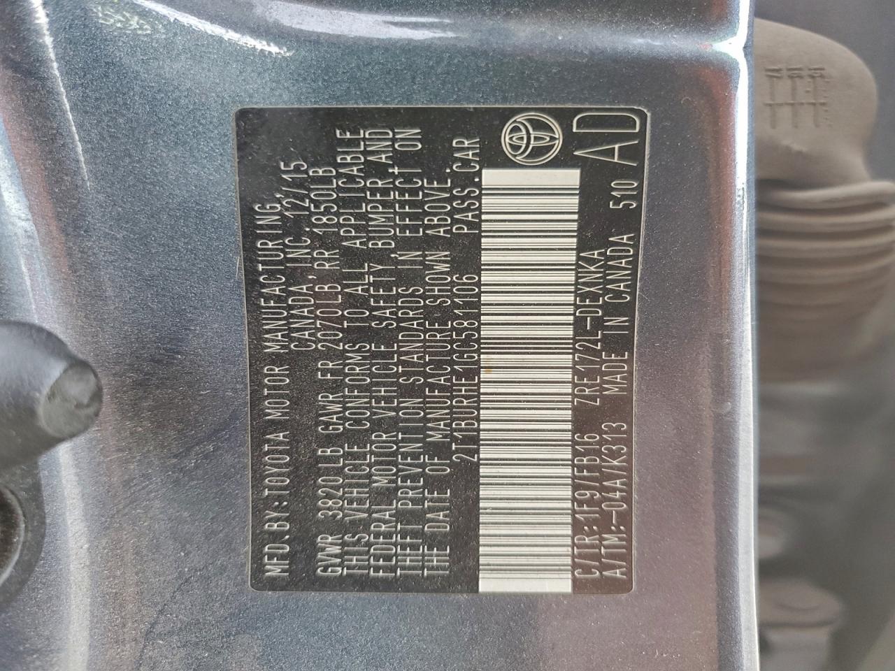 2016 TOYOTA COROLLA L photo 23