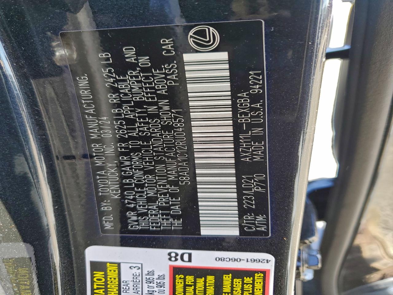 2024 LEXUS ES 300H BASE photo 23