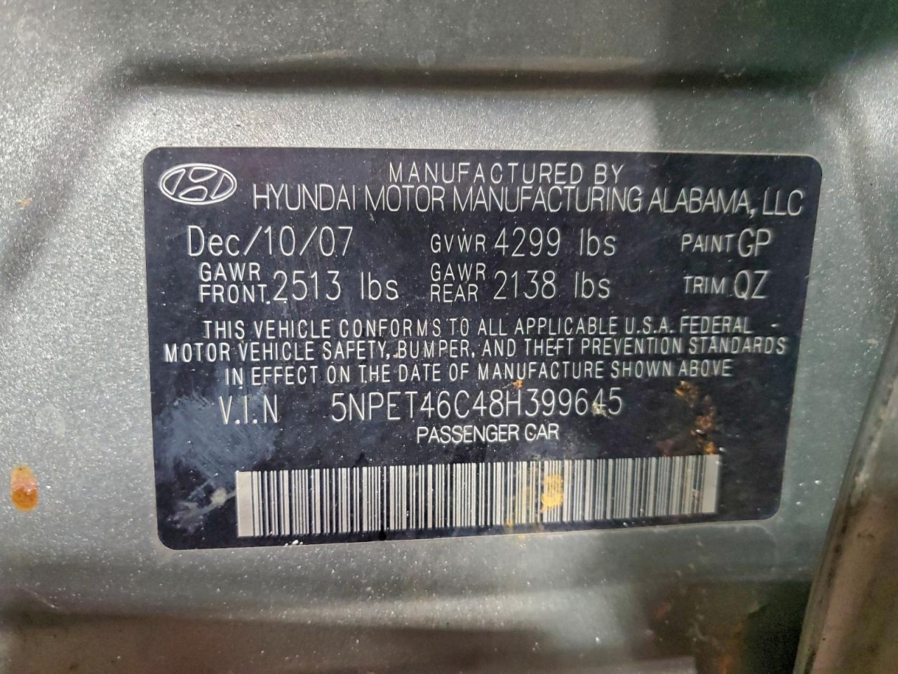 2008 HYUNDAI SONATA GLS photo 25