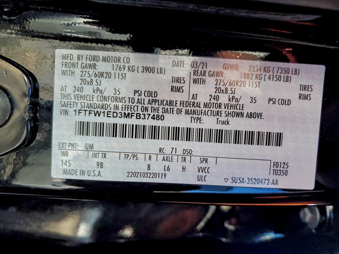 2021 FORD F150 SUPERCREW photo 12