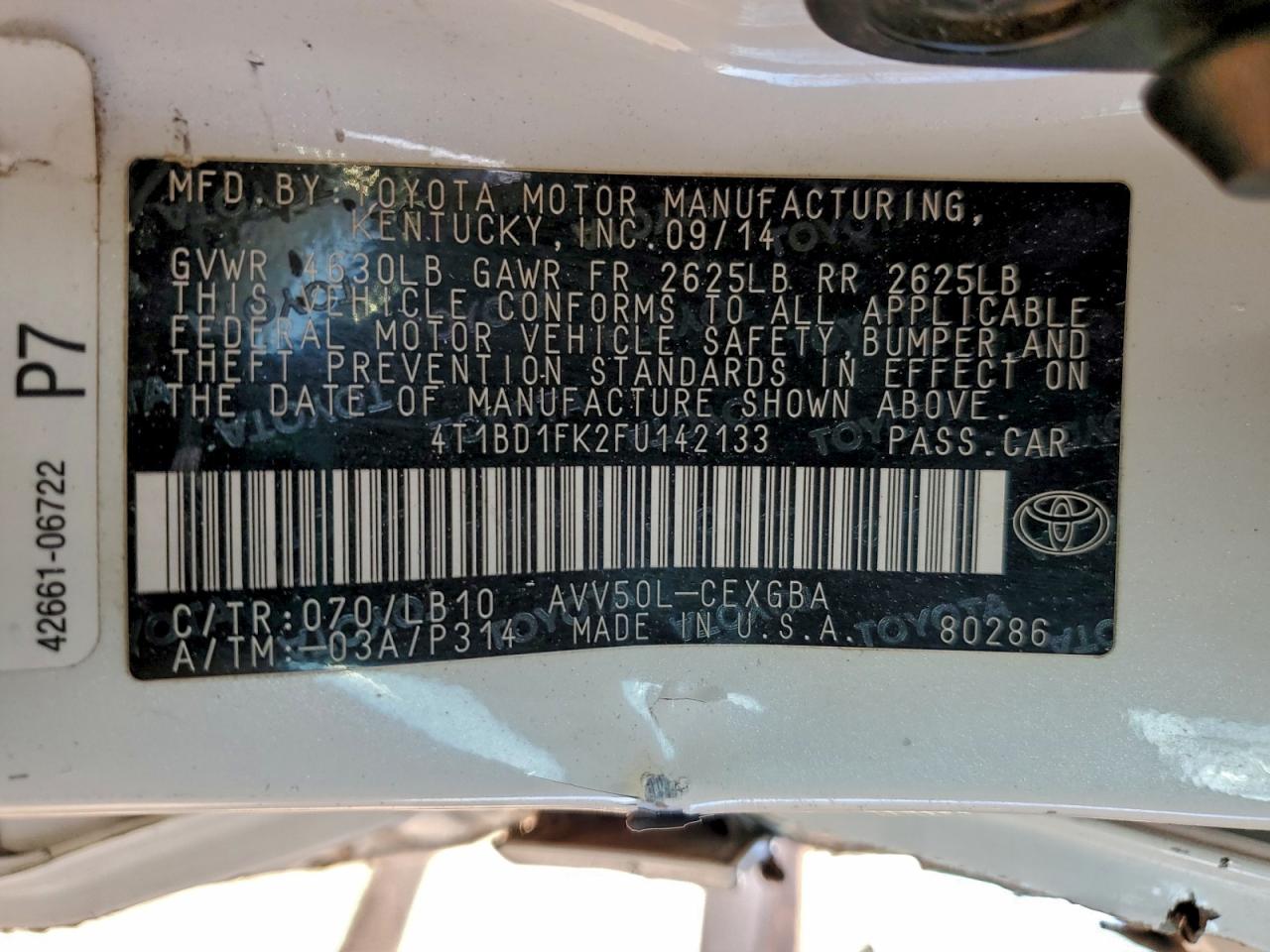 2015 TOYOTA CAMRY HYBRID photo 12