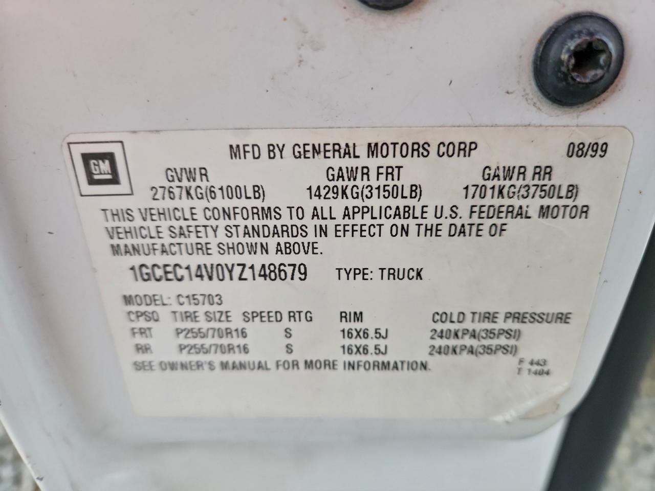 2000 CHEVROLET SILVERADO C1500 photo 12