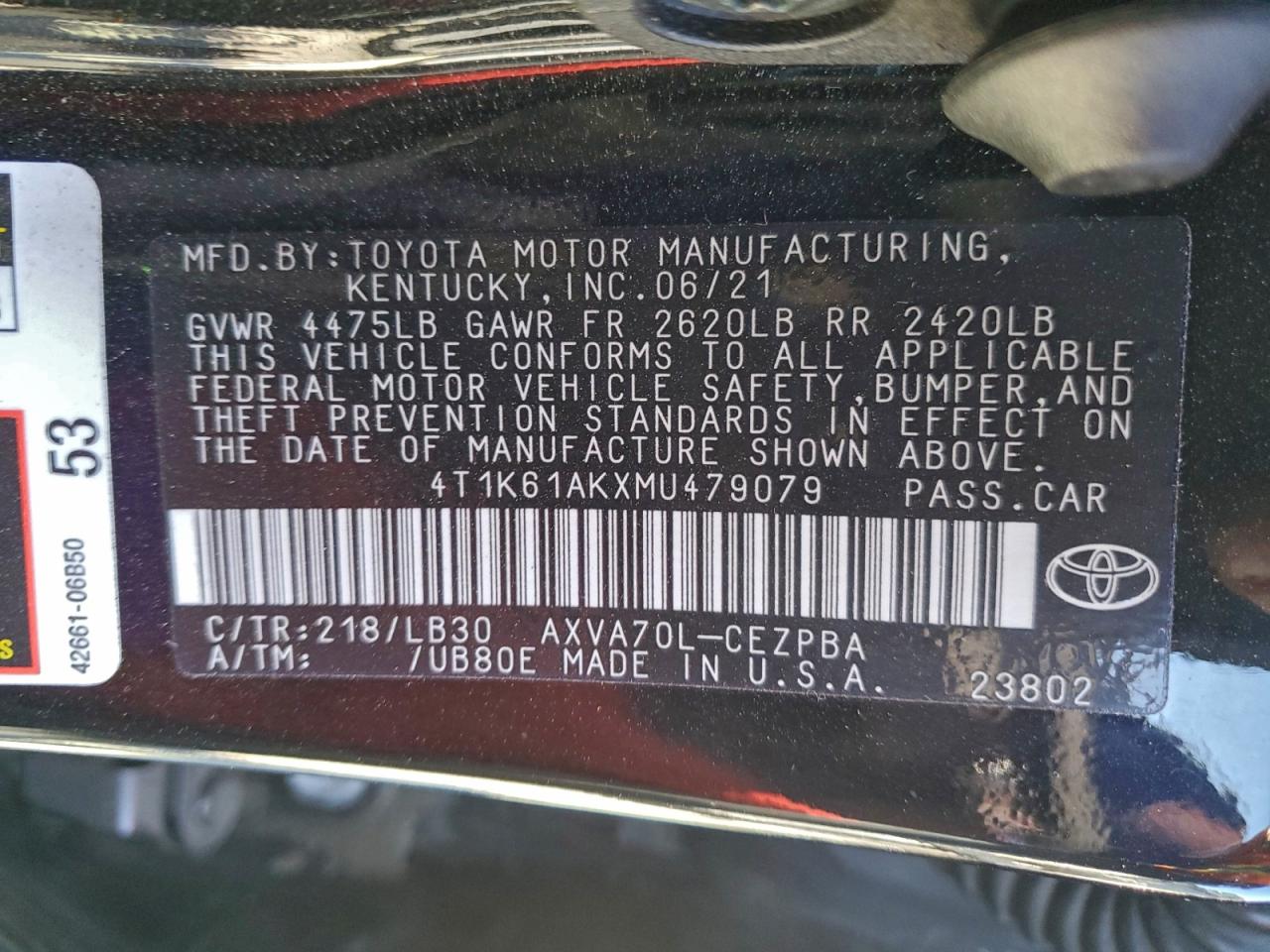 2021 TOYOTA CAMRY XSE photo 23