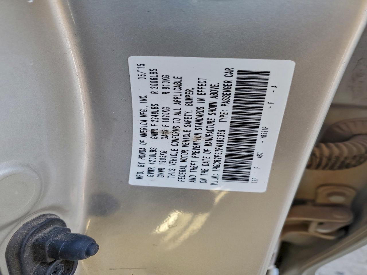 2015 HONDA ACCORD LX photo 13
