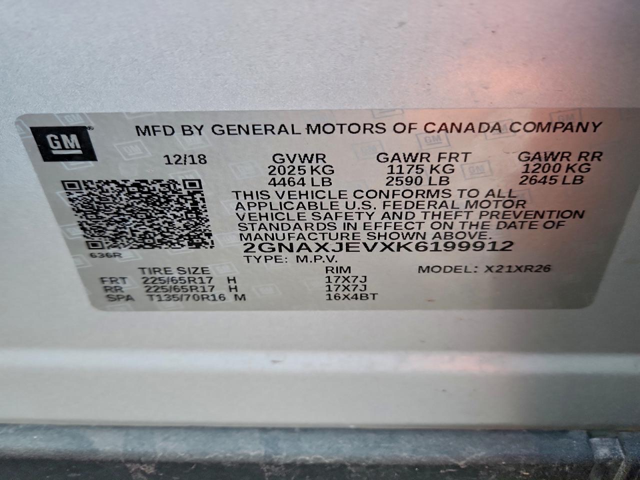 2019 CHEVROLET EQUINOX photo 12