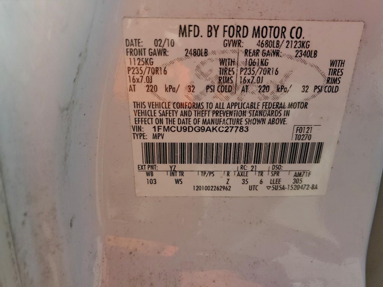 2010 FORD ESCAPE XLT photo 37