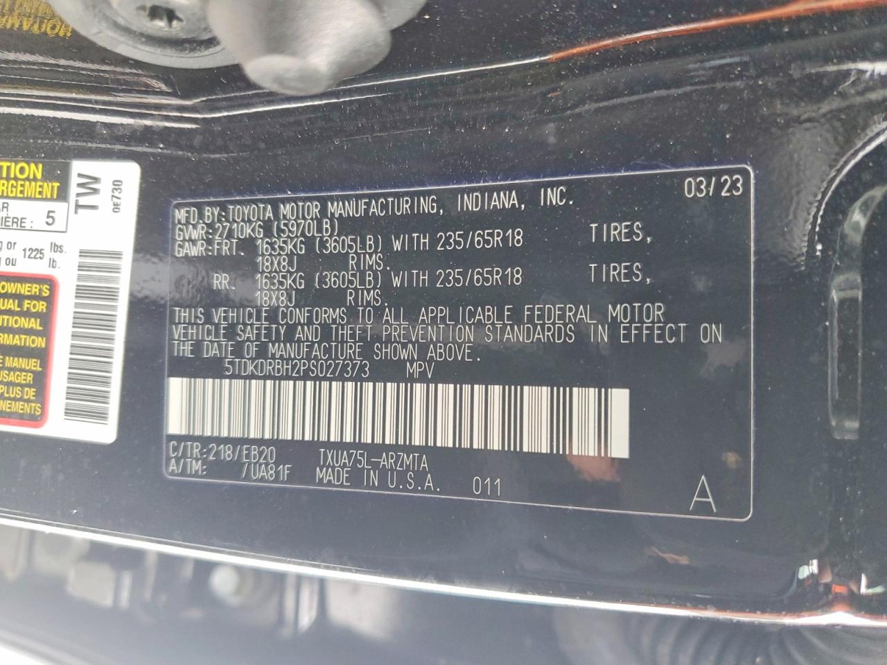 2023 TOYOTA HIGHLANDER L photo 37