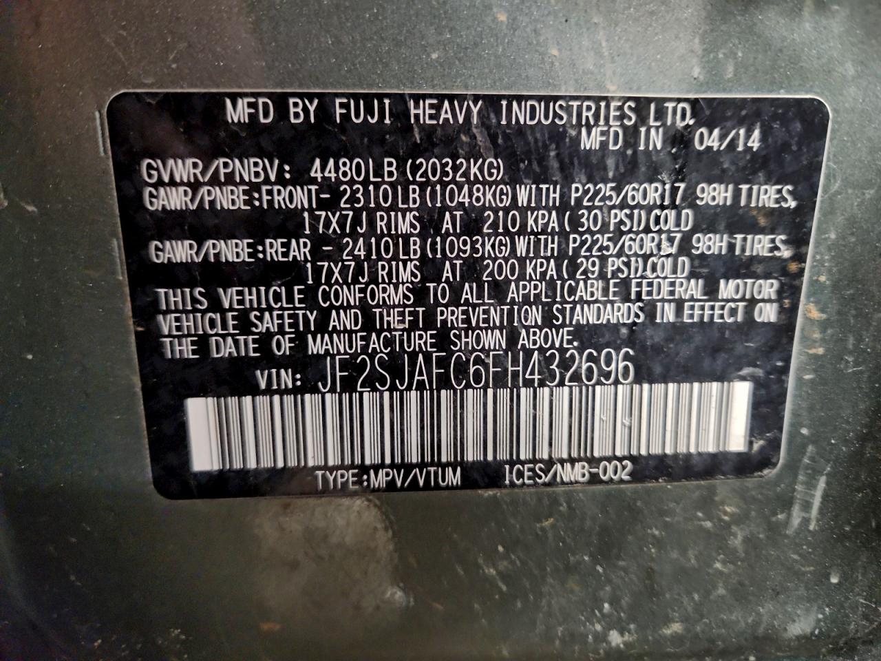 2015 SUBARU FORESTER 2.5I PREMIUM photo 23