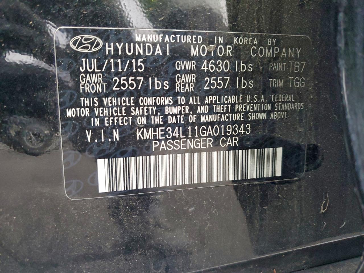 2016 HYUNDAI SONATA HYBRID photo 12