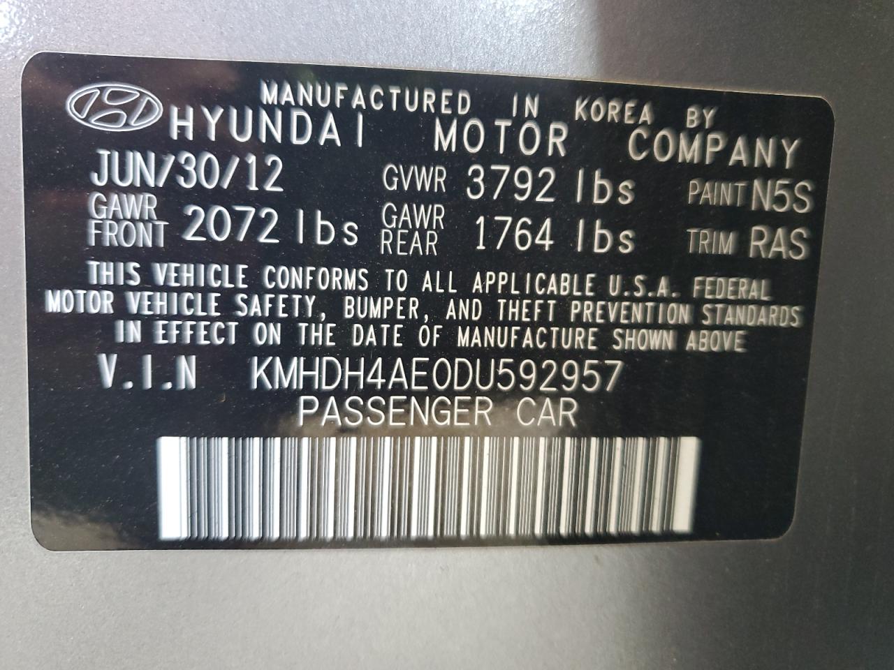 2013 HYUNDAI ELANTRA GLS photo 34