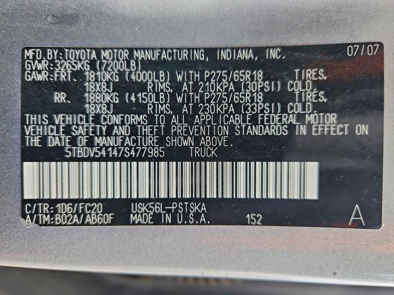 2007 TOYOTA TUNDRA CREWMAX SR5 photo 23
