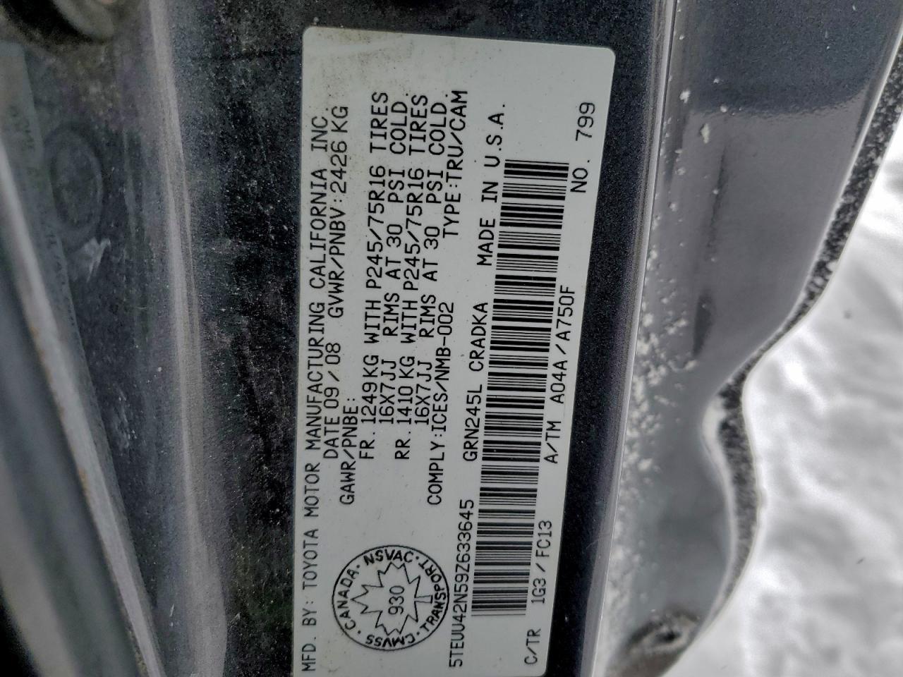 2009 TOYOTA TACOMA ACCESS CAB photo 25