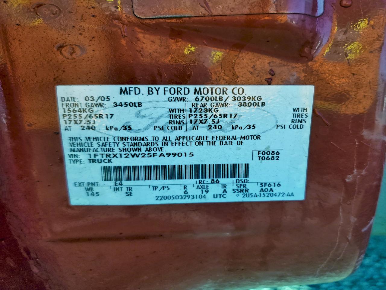 2005 FORD F150 photo 12