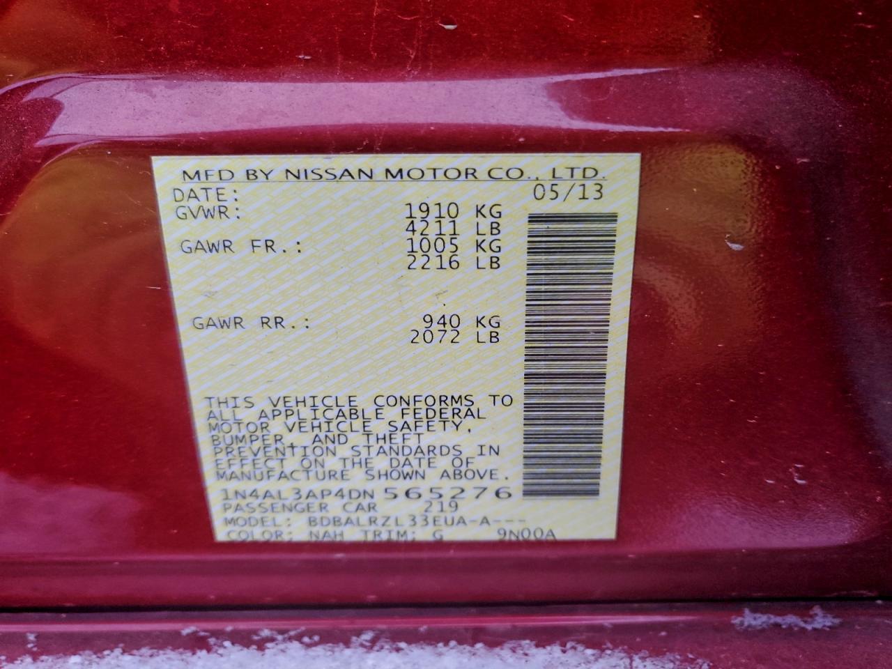 2013 NISSAN ALTIMA 2.5 photo 13