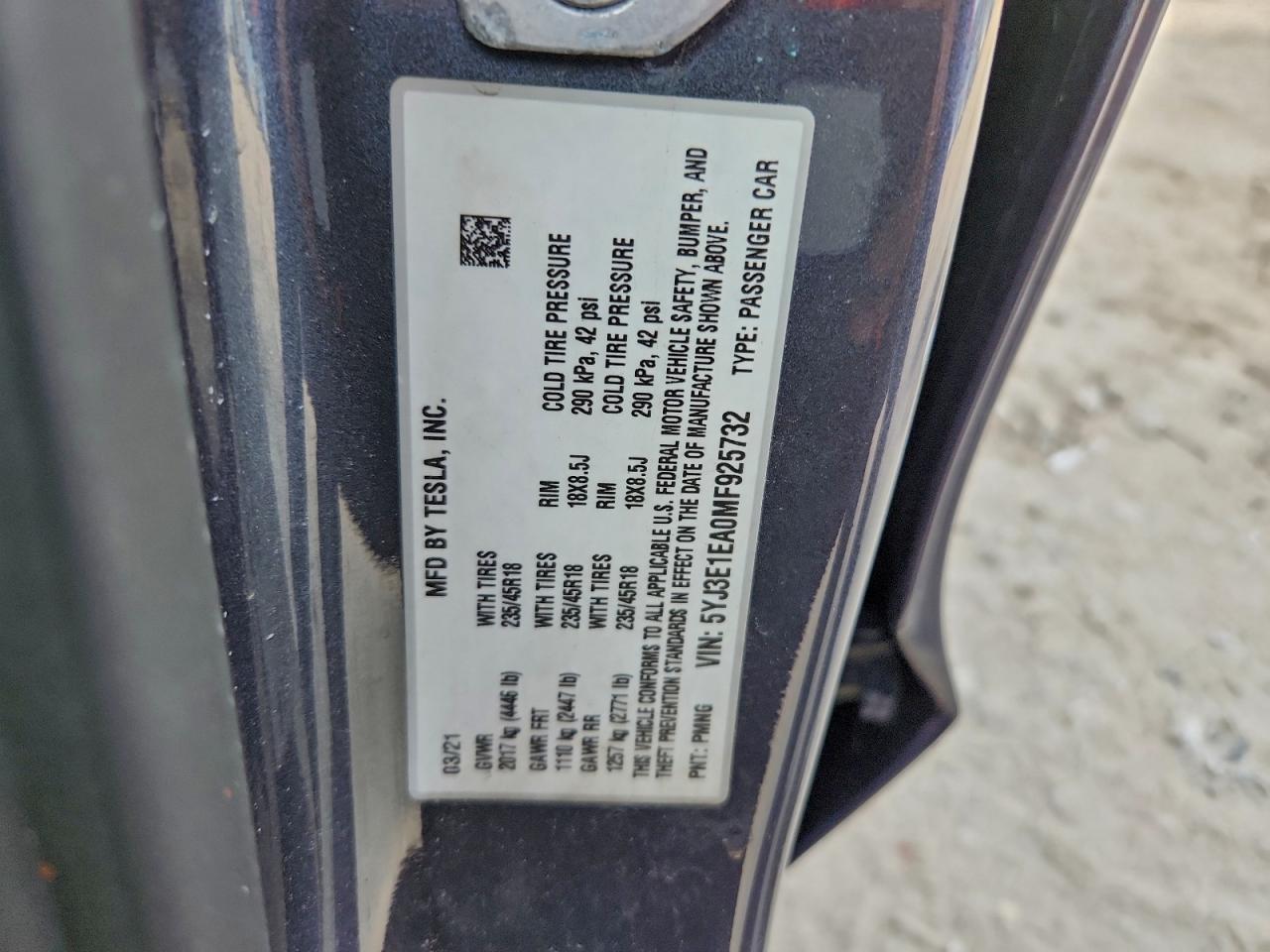 2021 TESLA MODEL 3 photo 23
